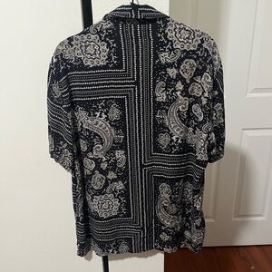 All Saints Black Short-Sleeve Camp Shirt